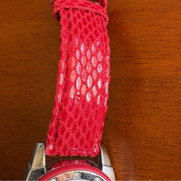 Anne Klein Crystal Accented Silver Tone Red Snake Band Watch 10/9975 Y121E - Picture 9 of 16
